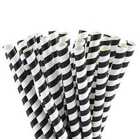 ALINK Extra Wide Paper Boba Smoothie Straws, 12mm Large Biodegradable Jumbo Big Fat Bubble Tea/Milkshake Party Straws, Pack of 100 - Black Stripe