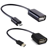 HappyGo OTG Cable Type C and Micro USB to USB 2.0 Female On The Go Adapter Pack of 2