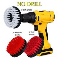 HIFROM 5inch Soft Medium Stiff Attachment Scrub Powered Drill Brush Cleaning Kit for Boat Marine Brick Ceramic Marble Grout Siding Garage Cutters Glass Carpets (Pack of 3)