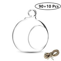 Nuptio 100 Pcs 3.15"/ 8cm Hanging Glass Tealight Holder Globe, Plant Terrariums Glass Orbs, Air Plants Tea Light Candle Holders, Home Decor Outdoor Garden (Without 2 Holes, 90 Pcs + 10 Pcs)