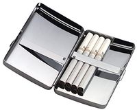 Chrome Metal Cigarette Case Hold up to 16 King Size or 100' (Silver)