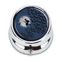 GDEE Halloween Witch Custom Fashion Stainless Steel Silver Pill Box Western Tablets Tablet Holder Management Case Pocket or Wallet