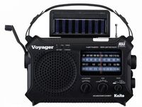 Kaito KA500IP-BLK Voyager Solar/Dynamo AM/FM/SW NOAA Weather Radio with Alert and Cell Phone Charger, Black