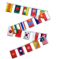 Moon Knives 30ft String Flag Set of 20 Asian Country 12x18 Bunting Flag Banner Flags - Party Decorations Supplies For Parades - Prime Outside, Garden, Men Cave Decor Flag