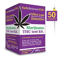 50 Count SafeScienceTHC Ultra Low Detection Marijuana THC Test Kit - Medically Approved Drug Test Strips for Detecting Any Form of THC in Urine up to 45 Days in 5 Minutes Only Highly Sensitive