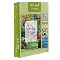 Pack of 12 Religious Get Well Cards, Boxed Enclosure Cards 4 Designs with Envelopes. Includes KJV Scripture on Each Card