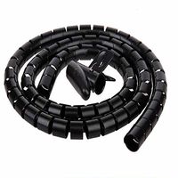 30 mm Plastic Environmentally-friendly Insulation Flame-retardant Flexible Spiral Tube Cable Wire Wrap Computer Manage Cord Black 1.5 Meter Length， with Clip