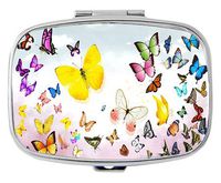 Youroom Colorful beautiful butterfly Custom HOT Sales Stainless Steel Square Pill Box Medicine Vitamin Organizer Holder Decorative box