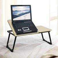 HOMY CASA Portable Laptop Desk Notebook Stand Wooden Table Top Mixed with Sturdy Metal Leg (Black)