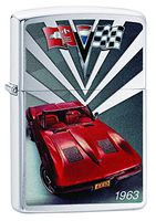 Zippo Lighter Chevy Corvette 1963 Brushed Chrome