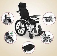 LHBNH Comfortable Wheelchair 24 kg Folding Wheelchair Transport Wheelchair seat Back Lifting Column Control Half Lying 150 kg 47 40CM Bearing seat and a Removable Desktop Amplifier; Hg Toilet