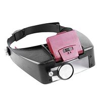 Headband Magnifier, KKmoon Adjustable Jewelers Head Headband Lamp Magnifier Illuminated Magnifying Eye Glasses Lens Loupe 2 LED Light Visor for Surgical Repair Precision Work Reading