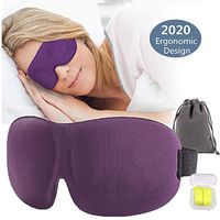 Sleep Mask,3D Contoured Eye Cover with Adjustable Strap, Perfect Blocks Light Blindfold,Eye Blinder for Travel Sleeping Yoga, 1Pack(Include 1 Soft Sleeping Mask /2 Earplugs /1 Storage Bag) (Purple)