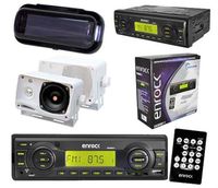 Enrock New EKMRB11 Outdoor Indash USB AUX Radio Pair of 3.5" Box Speakers Splash Cover