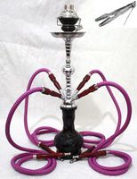 Hookah 22" Black 4 hose shisha nargila bar narguile nargile glass water Vase new