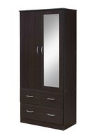 Hodedah 2-Door 2-Drawers, Mirror and Clothing Rod Armoire