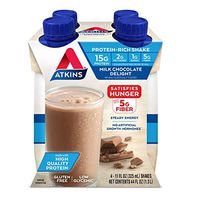 Atkins Gluten Free Protein-Rich Shake, Milk Chocolate Delight, 4 Count