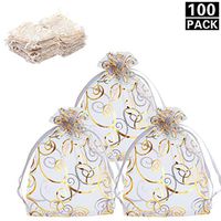 LIHEXING 100 Pcs 3.5x4.7'' Organza Gift Bags, Drawstring Gift Bags for Candy, Jewelry, Party, Christmas, Wedding Favor Present Bags