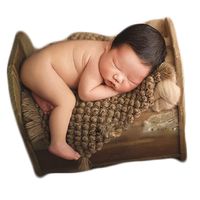 Baby Photography Props Basket Braid Wool Wrap Newborn Photo Shoot Baskets Filler Posing Stuffer Background Blanket (Coffee)