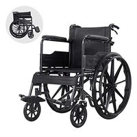 Folding Wheelchair Lightweight Folding Wheelchair Attendant Propelled Wheelchair with Tall Handles Escape Chair Portable Mobility Apply Old Man Disability Push Type (Color : Black)