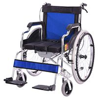 Hong Tai Yang XF Wheelchair, Folding Portable Medical Aluminum Alloy Transport Chair Pull-Type Potty Design, Seat Width 46cm, Armchairs (Color : Blue)