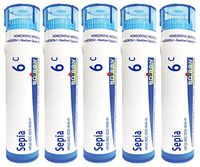 Boiron Homeopathic Medicine Sepia, 6C Pellets, 80-Count Tubes (Pack of 5)
