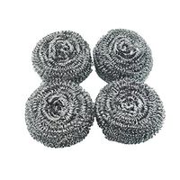 BESTONZON 4PCS Stainless Steel Sponges Scrubbers Dish Bowl Cleaning Spiral Scourers Practical Kitchen Cleaner (Silver)