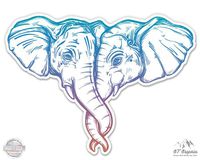 GT Graphics Elephant Couple Beautiful Color - 5" Vinyl Sticker - for Car Laptop I-Pad - Waterproof Decal