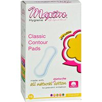 Maxim Hygiene Natural Cotton Classic Contour Sanitary Pads Regular - Prevent Irritation - 16 Pads (Pack of 4)