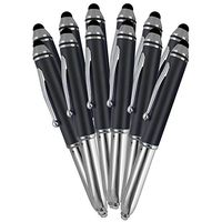 SyPen Stylus Pen for Touchscreen Devices, Tablets, iPads, iPhones, Multi-Function Capacitive Pen with LED Flashlight, Ballpoint Ink Pen, 3-in-1 Pen, 10PK, Black