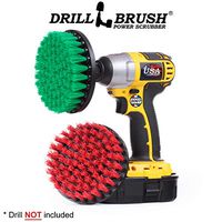 Cleaning Supplies - Spin Brush - Drill Brush - Stiff and Medium Bristle Brush Set - Clean and Scrub - Outdoor Rug - Deck Brush - Algae, Mold, Mildew, and Moss - Rust, Calcium, Hard Water Stains