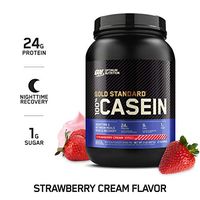 OPTIMUM NUTRITION Gold Standard 100% Micellar Casein Protein Powder, Slow Digesting, Helps Keep You Full, Overnight Muscle Recovery, Strawberry Cream, 2 Pound (Packaging May Vary)