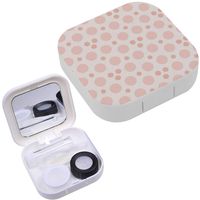 Portable Contact Lens Case Box Travel Kit Mirror + Bottle + Tweezers Container Holder [ Dots Circles Flowers ]