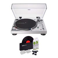 Audio-Technica AT-LP120XUSB Direct-Drive USB Turntable (Silver) with Knox Gear Vinyl Record Cleaner Kit