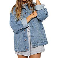 Women's Jeans Jacket,Ladies Buttons Pockets Solid Long Sleeve Loose Jacket Outwear Autumn Winter Denim Coat