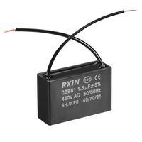 uxcell CBB61 Run Capacitor 450V AC 1.5uF 2 Cable Metallized Polypropylene Film Capacitors for Ceiling Fan