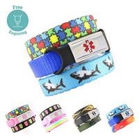 3 Pack Kid's Medical Alert Bracelets | Children's Medical ID Bracelets | Free Engraving | Adjustable | Value Pack (3 Bracelets) | Puzzle & Jaws