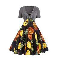 Womens Sunflower Short Sleeve Midi Dresses Bow Tie Front Bandage Suit Summer Casual Cardigan Tops Straps Mini Tshirt Dress Loose Swing Flowy Pleated Floral Sun Dress