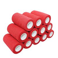 COMOmed Self Adherent Cohesive Bandage Latex FDA Approved 4"x5 Yards First Aid Bandages Stretch Sport Wrap Athletic Tape for Wrist Ankle Sprain and Swelling,Red(12 Rolls)