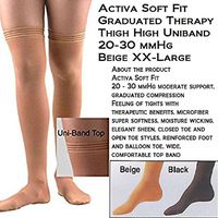 H3905 Activa Soft Fit 20-30 mmHg Thigh High with Uniband Top Stockings, Closed Toe, Beige, XX-Large
