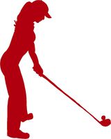 hBARSCI Tee Box Pre Drive Woman Vinyl Decal - 5 Inches - for Cars, Trucks, Windows, Laptops, Tablets, Outdoor-Grade 2.5mil Thick Vinyl - Red