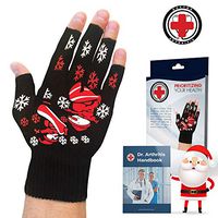 Doctor Developed Festive/Christmas Themed Compression Arthritis Gloves - Doctor Written Handbook Included: Relieve Arthritis Symptoms, Raynauds Disease & Carpal Tunnel (Medium)