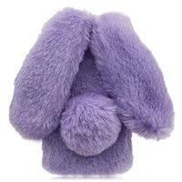 Amocase for Huawei P20 Lite Faux Furry Case with 2 in 1 Stylus,Luxury Bling Diamond 3D Bowknot Cute Warm Purple Bunny Rabbit Fuzzy Fluffy Plush Soft Fur Silicone Case for Huawei P20 Lite