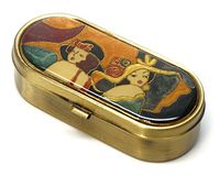 Speert Durable & Portable Metal Pill Boxes Model 9353 in Antique Brass