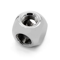 Barrow G1/4" 4-Way Ball Fitting, Silver Shiny