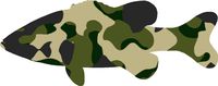 hBARSCI Spotted Bass Vinyl Decal - 5 Inches - for Cars, Trucks, Windows, Laptops, Tablets, Outdoor-Grade 2.5mil Thick Vinyl - Camo Print