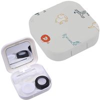Portable Contact Lens Case Box Travel Kit Mirror + Bottle + Tweezers Container Holder [ Cute Color Animals ]