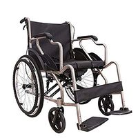 Atten Wheelchair, Folding Chair with Adjustable Seat Belt,Large Weight Transport Chair with Locking Hand Brakes, Non-Slip Push Ring,Width 45cm