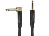 Monoprice Braided Cloth 1/4 Inch (TS) Male Straight to Right Angle 20AWG Guitar/Instrument Cable Cord - 20 Feet- Blue Pattern (Gold Plated)