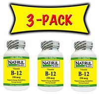 NAT-rul B-12 250mcg 100 Tablets - 3 Pack